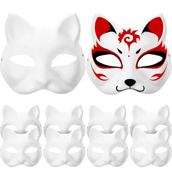 10 шт. Белых масок, Бумажных Масок, Пустая маска кошки для украшения DIY, Маскарад, Косплей, вечеринка