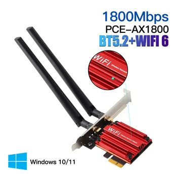 1800 Мбит/с WIFI 6 Двухдиапазонный 2,4 Г/5 ГГц 802.11AX Для Bluetooth 5,2 PCIe Беспроводной Сетевой адаптер WiFi Карта MU-MIMO Для Windows 10/11
