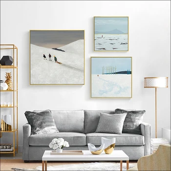 Абстрактный Пейзажный плакат в Скандинавском стиле, Абстрактная живопись, Настенная роспись с квадратным принтом в гостиной, Подвесная картина для стен в проходе
