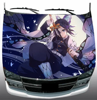 Виниловая наклейка на капот автомобиля Demon Slayer Itasha, Наклейка на капот автомобиля Kochou Shinobu, Полноцветная графическая виниловая наклейка