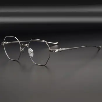 Высококачественная оправа для очков из чистого титана, мужские оптические очки полигонального дизайна, женские модные персонализированные очки для чтения