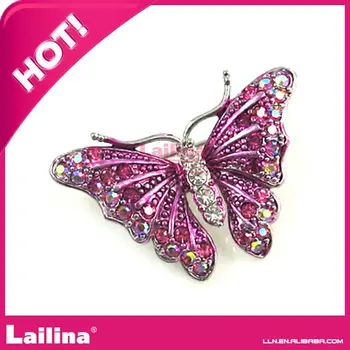 Модная элегантная брошь в виде бабочки из высококачественного розового страза Бесплатная доставка